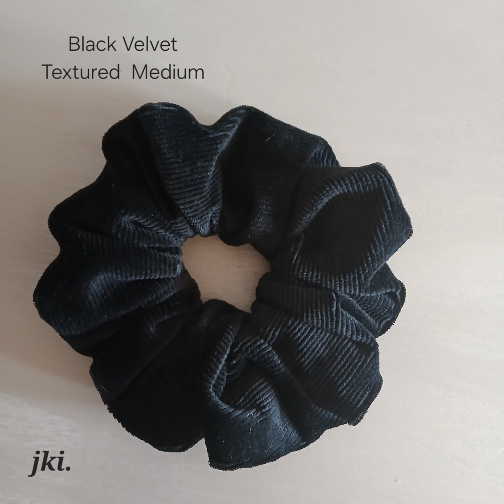 Black Velvet Soft Textured Scrunchie Medium size